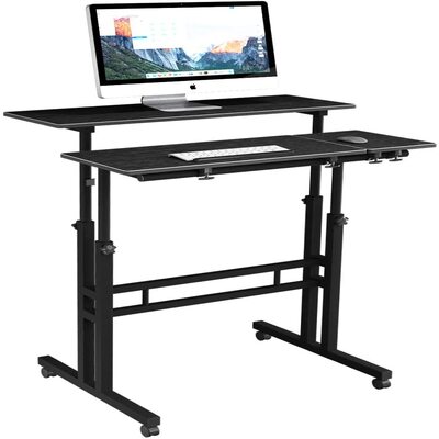 Mesa elevable pequeña de escritorio regulable en altura con ruedas